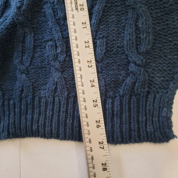 Free People Sweater Womens Small Varsity Navy Cable Knit Crewneck OB1505582 - Picture 8 of 10